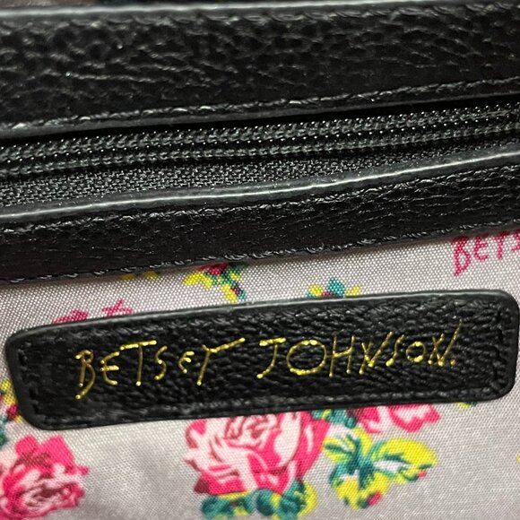 Feminine Besty Johnson Black/White Floral Handbag w/Shoulder Strap Medium Size - Picture 10 of 12